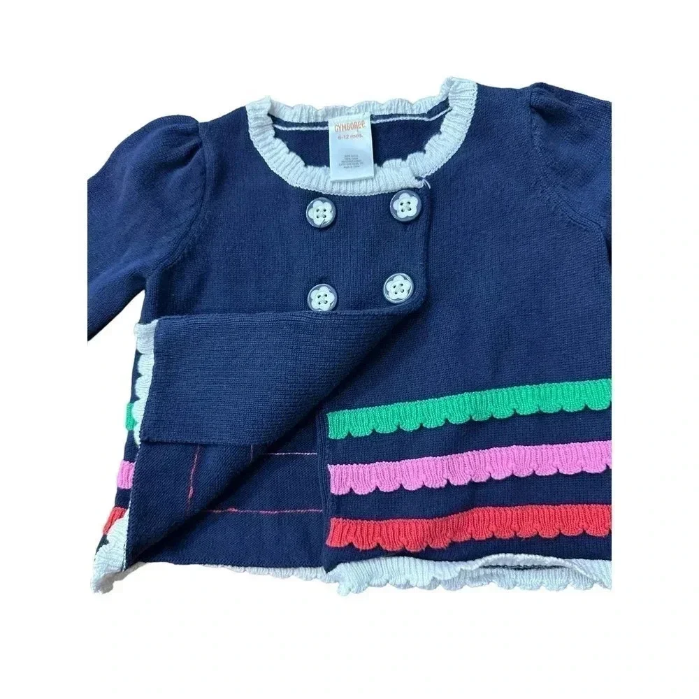 Gymboree Baby Blue Long Sleeve Crew Neck Button Front Blouse Size‎ 6-12 Month